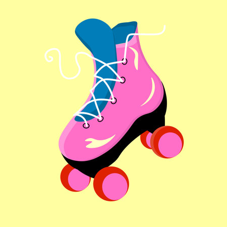 Roller skates in the style of the 90s. vintage roller skates. Vector isolated illustration on a white background.のイラスト素材