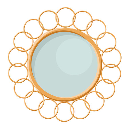 Art deco mirror. Vector element isolated on white background. interior design. Round Mirror Sun.のイラスト素材