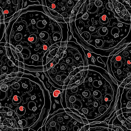 Digital paper for pizza advertising. Pizza menu. Pizzeria seamless pattern. Dark trendy modern design for social media and printのイラスト素材