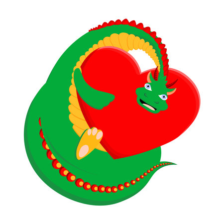 Green dragon character.Dragon symbol of 2024.のイラスト素材
