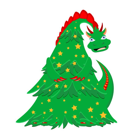 Green dragon character.Dragon symbol of 2024.のイラスト素材