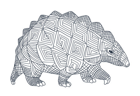 Coloring page armadillo. Armadillo coloring page in modern styleのイラスト素材