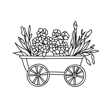 Coloring page with sunflowers, autumn coloringのイラスト素材