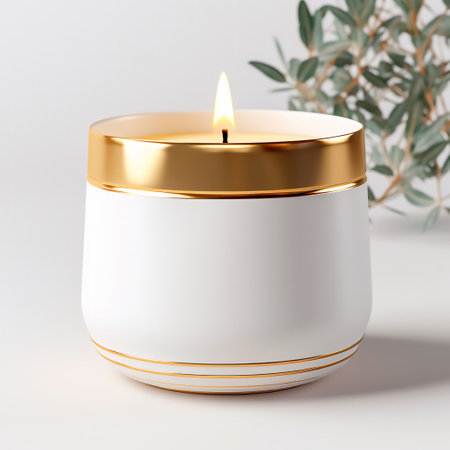 mockup of a white candle in a candlestick,AI-generatedの素材