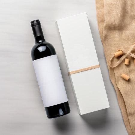 white wine box and bottle mockup AI generatedの素材