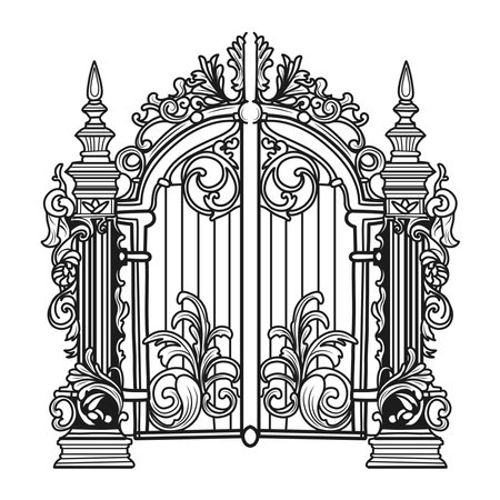 Design drawing of metal gatesのイラスト素材