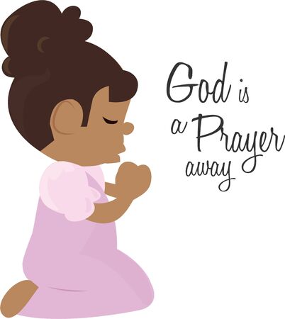 Remind children to say their prayers with this little girl.のイラスト素材