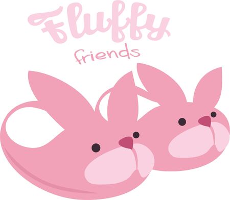 Bunny slippers will make a great accent on pajamas.のイラスト素材