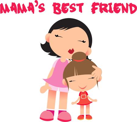 Show a daughter how much they are loved with a mommy hug.のイラスト素材