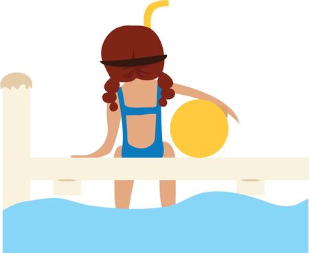 Accent a summer beach bag with a swim scene.のイラスト素材