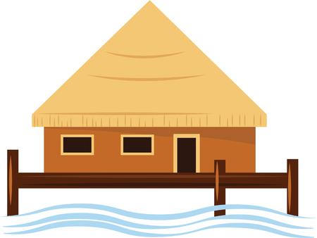Put an island hut on your beach wear.のイラスト素材