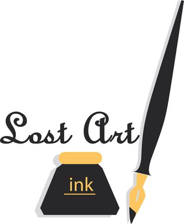 Display your love for vintage writing with an ink well and pen.のイラスト素材