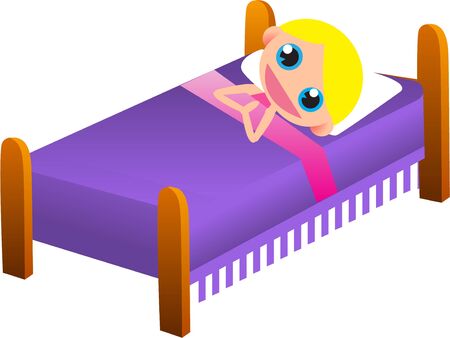Decorate a bedtime blanket with this sleepy girl for a good nap.のイラスト素材