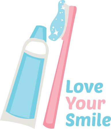 Remember to brush regularly with this design on a bath room towel.のイラスト素材