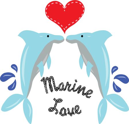 Beautiful dolphins will send a message of love to your valentine.のイラスト素材