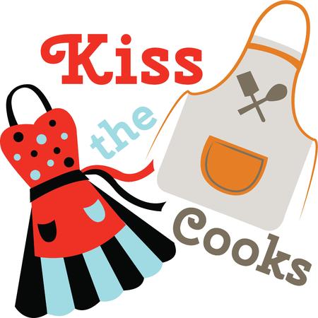 Accent your kitchen decor with colorful chef aprons.のイラスト素材