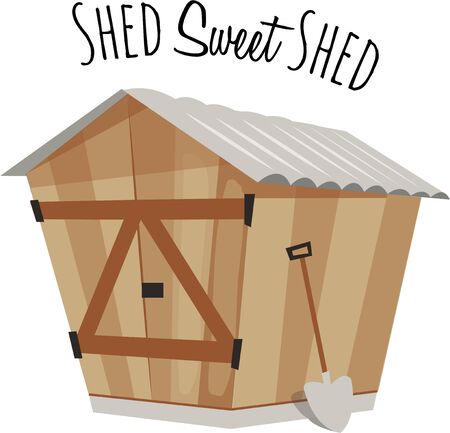 Make an apron for your gardening with a cute shed.のイラスト素材