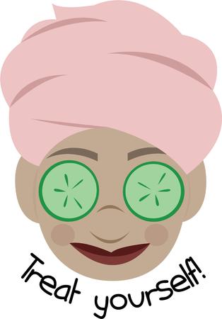 Make a spa day fun with a cute facial lady.のイラスト素材