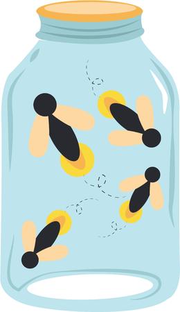 Catching fireflies is a fun evening activity.のイラスト素材