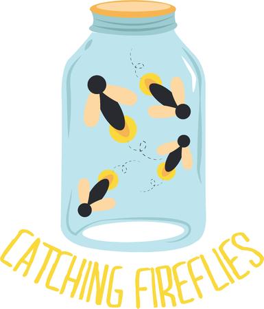 Catching fireflies is a fun evening activity.のイラスト素材