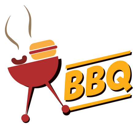 A campers dining room is a picnic table at a park.  Take these great looking bbq with you on your next family camp out.  Everyone will love it!のイラスト素材