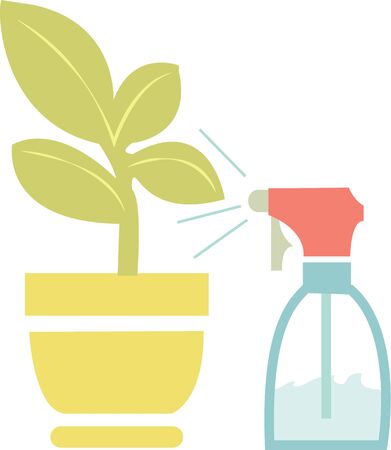 Watering house plants will give you a green thumb.のイラスト素材