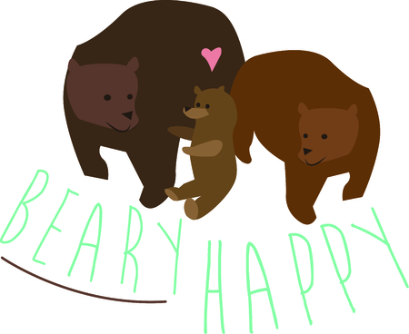 Animal lovers will enjoy this bear family.のイラスト素材