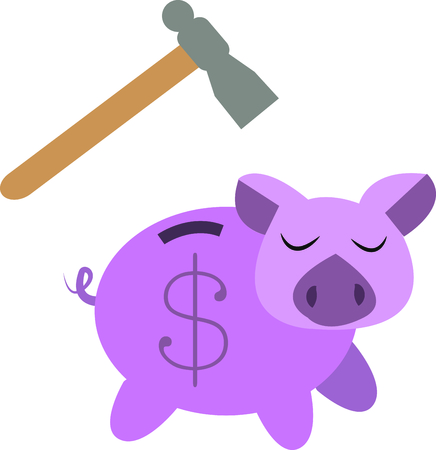Break into your savings bank with this piggy.のイラスト素材