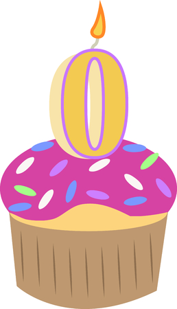 Celebrate a newborn with a birthday cupcake.のイラスト素材