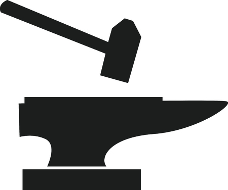 This anvil and hammer is a great icon for a blacksmith.のイラスト素材