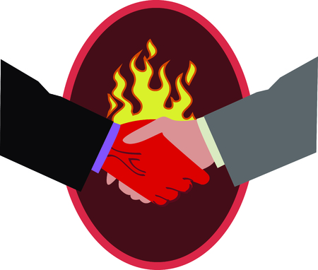 Beware of a deal with the devil and this evil handshakeのイラスト素材