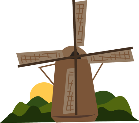 A windmill is the perfect scene for a travel project.のイラスト素材