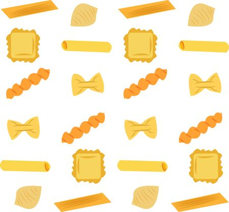 Pasta is the favorite foundation for a family meal.  Get this delicious design on towels, aprons, and shirts for the perfect gift.のイラスト素材