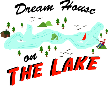 Time to soak up the best days of summer in the woods and on the lakes.  This design is perfect on projects for your outdoor lovers.のイラスト素材