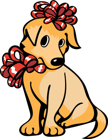 Who's ready for the holidays  This Christmas puppy certainly is!  Add this to a child's shirt, bib or stocking.のイラスト素材