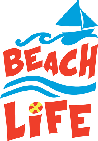 Relax in style at the beach, while also staying protected!  Bring the spirit of the sea in your indoor projects with this design.のイラスト素材
