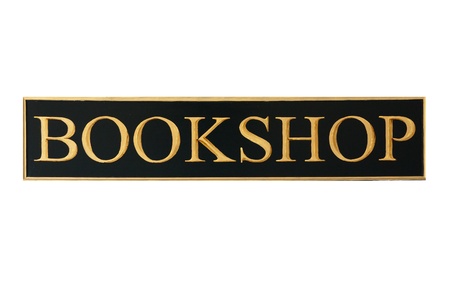 Bookshop sign  isolated on white の写真素材