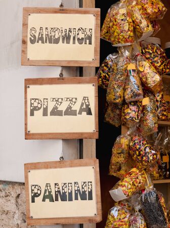 Food shop in Italyの写真素材