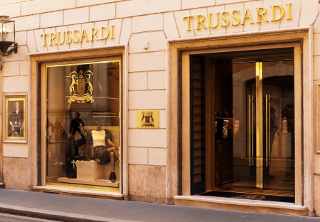 Rome, Italy, September 2011 - Trussardi fashion store in via Condottiのeditorial素材