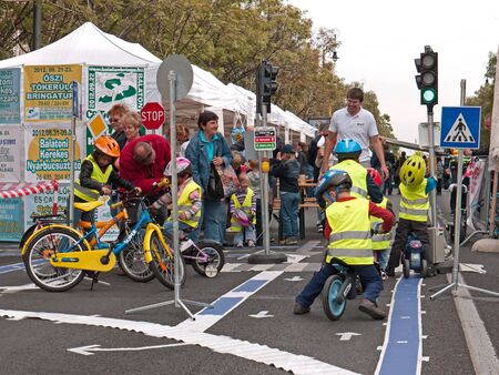 Budapest, Hungary - September 22, 2012: Car Free Day during European Mobility Week in the Andrassy Avenueのeditorial素材