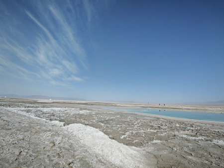 Salt lake in the Altiplano of Bolivia, South America.の写真素材