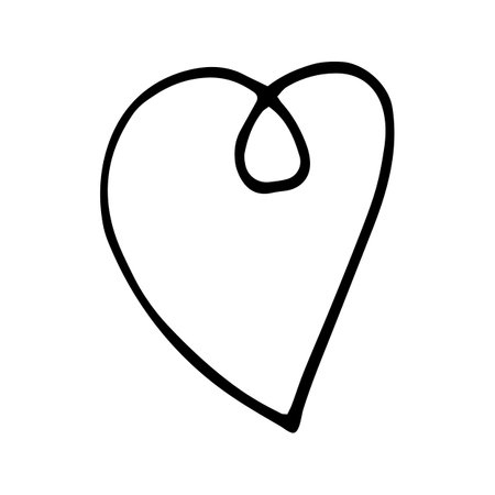 Simple doodle vector heart for valentine's day cards, posters, wrapping and design. Hand drawn heart, isolated on white backdrop. Geometric shape, symbol Valentine's Day illustration.のイラスト素材