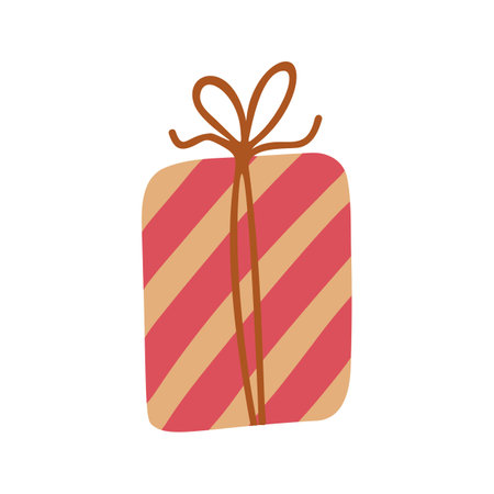 Color wrapping gift box in flat vector style. hand drawn vector illustrationのイラスト素材
