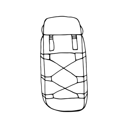 Hand drawn vector backpack clip art. Isolated on white background drawing for prints, poster, cute stationery, travel design. High quality illustrationsのイラスト素材