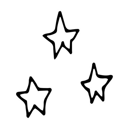Single element of stars in doodle set. Hand drawn vector illustration for cards, posters, stickers...