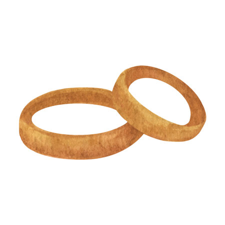 Hand drawn wedding rings. Watercolor celebrating clipartのイラスト素材