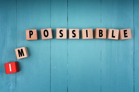 Motivation concept. Word impossible transformed into possible.の写真素材