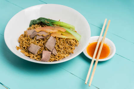 Local cuisine Kolo Mee or Mee Kolok in Sarawak, Malaysia.の写真素材
