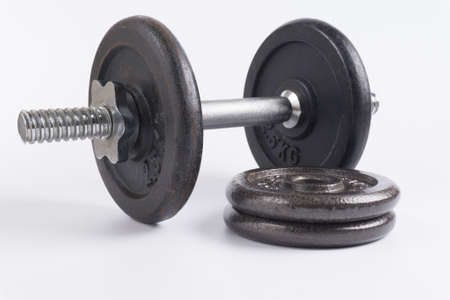 Fitness equipment : Training dumbbells isolated on white background.の写真素材