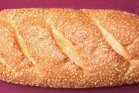 Sesame seed torpedo bread loafの写真素材